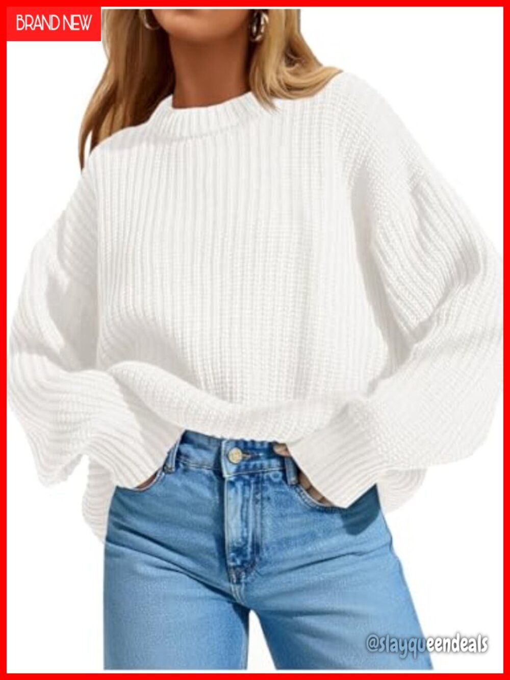 Womens Oversized Sweater Long Sleeve Crewneck Pullover